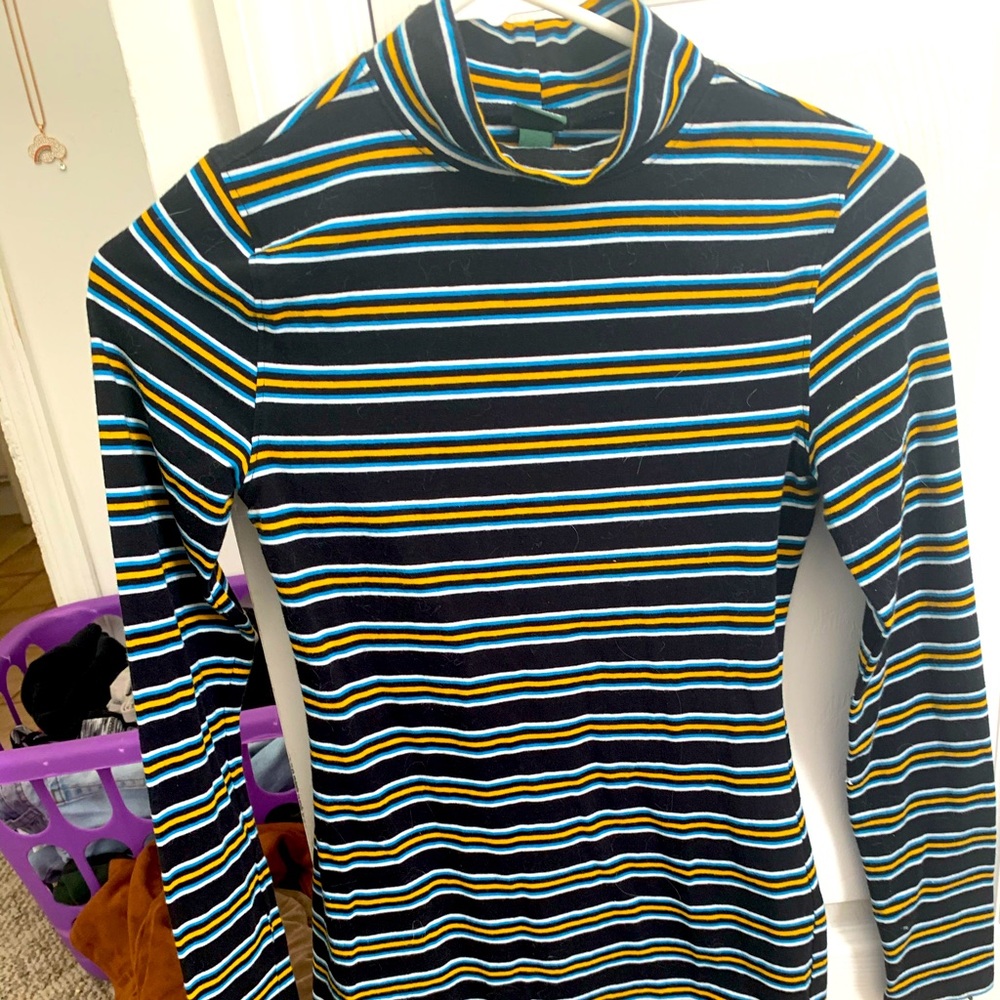 Striped turtleneck mini dress